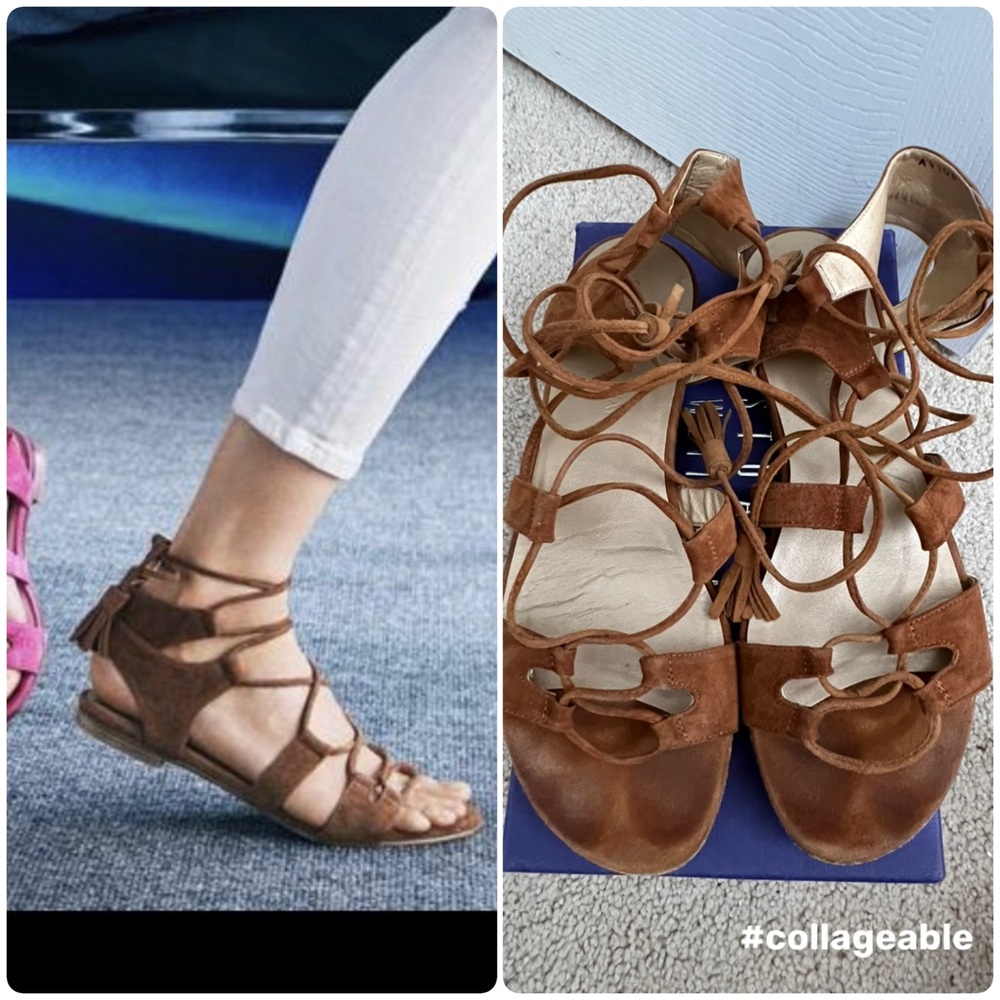 Stuart Weitzman Brown Suede Roman Flat Sandals